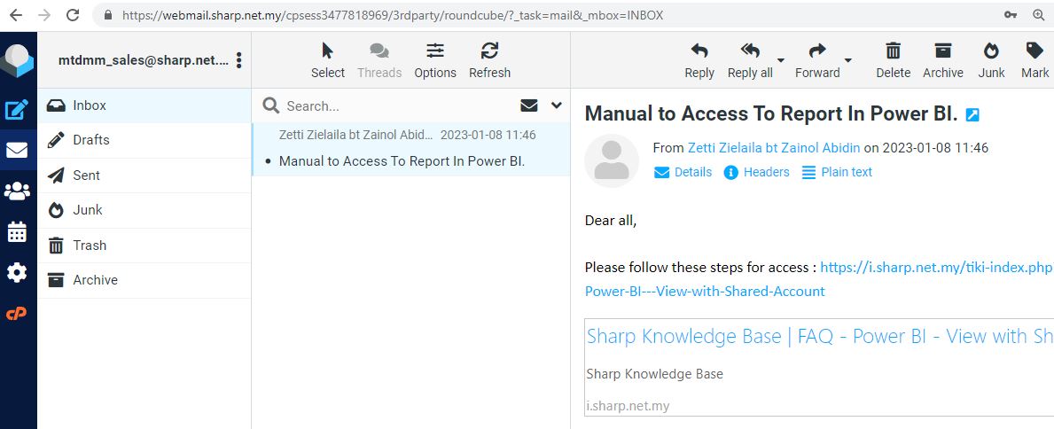 Sharp Knowledge Base | FAQ - Power BI - View with Shared Account